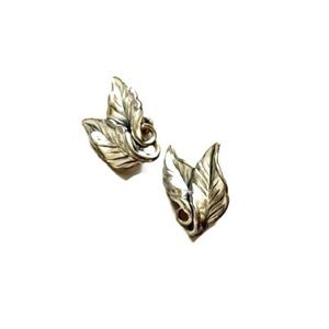 Antique Sterling Silver Leaf Earrings